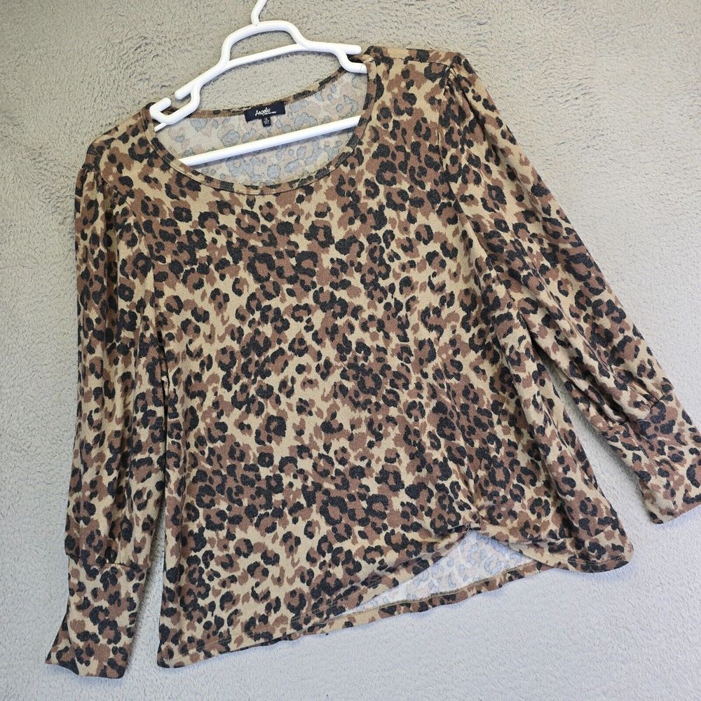 Angels Top Womens Plus Size 1X Animal Leopard‎ Print Stretch Maximalist Mob Wife